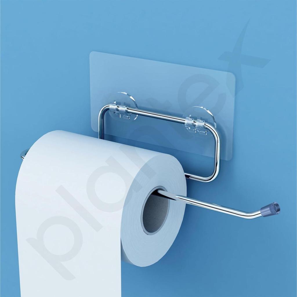 Self Adhesive Toilet Paper Roll Holder/Toilet Tissue Paper Holder/Toilet Roll Holder for Bathroom Accessories (Chrome - Pack of 2)