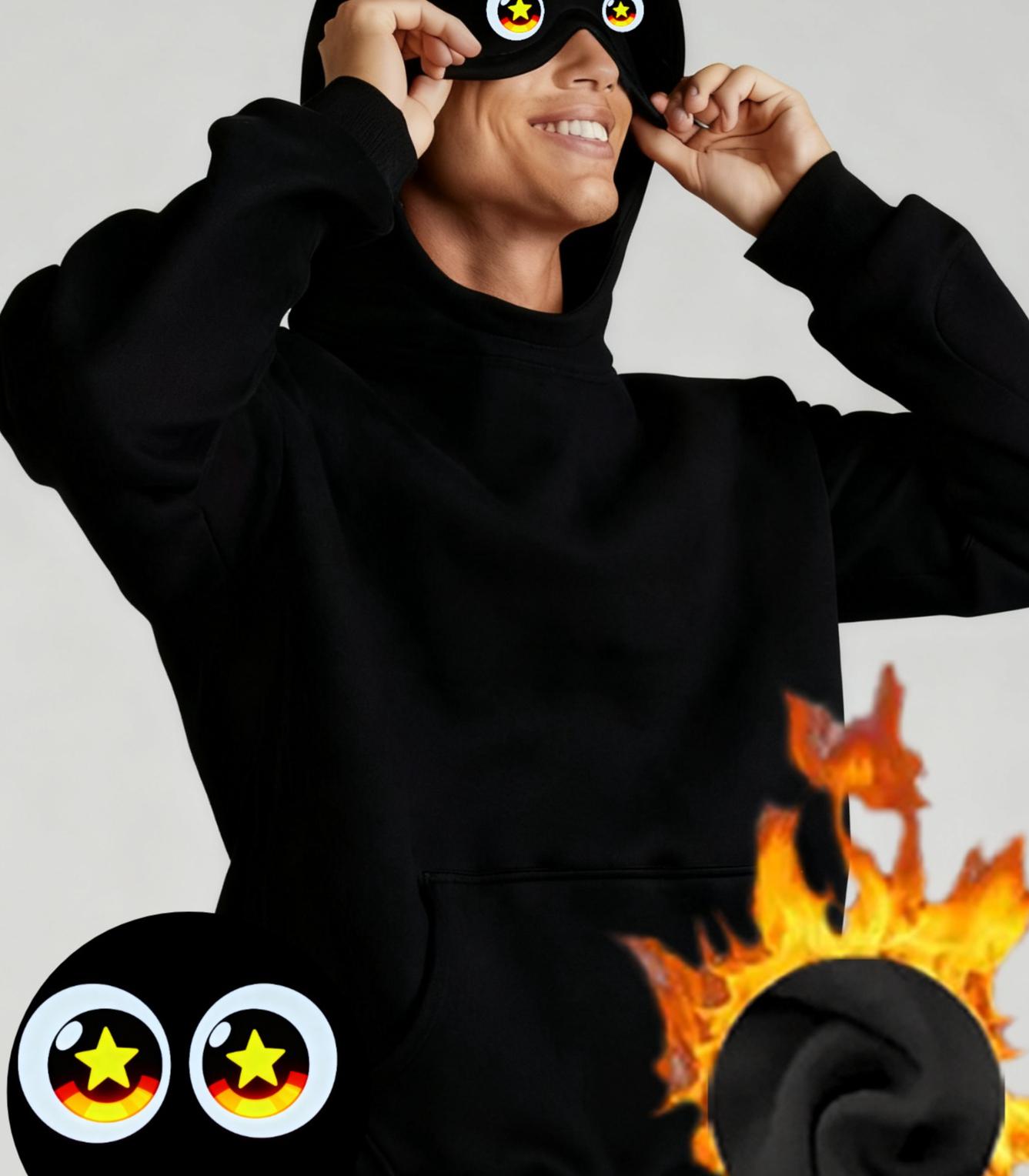 

Мужское худи для сна с маской для глаз, блокирующей свет, мягкое для ночного отдыха и дневного сна XXL чёрный