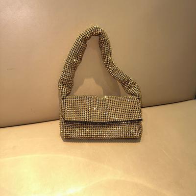 Shiny Rhinestone Dinner Bag Large Granular Diamond Hand Carry Small Square Bag Stylish Full Diamond Underarm Baguette Bag