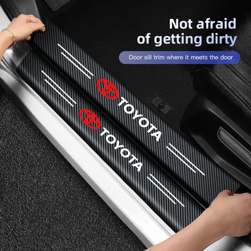 5Pc Car Door Sill Kick Tailgate Threshold Protection Stickers For Toyota 86 Mirai Supra Prado Alphard Crown Vellfire Sequoia CHR