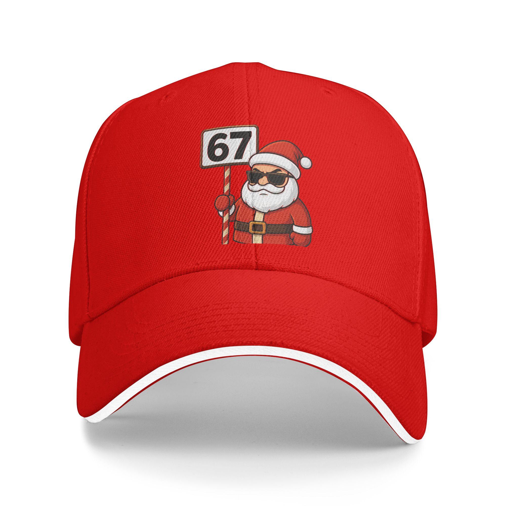 67 Santa Holding Sign Cool Christmas Number Casual Baseball Cap Summer Trucker Hat Sun-Proof Kpop Rock Snapback Cap Couple As Picture