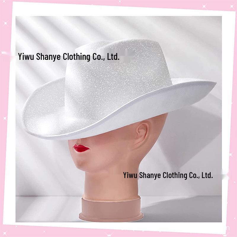 Pink Glitter Rhinestone Denim Hat, Glasses & Bandana Set