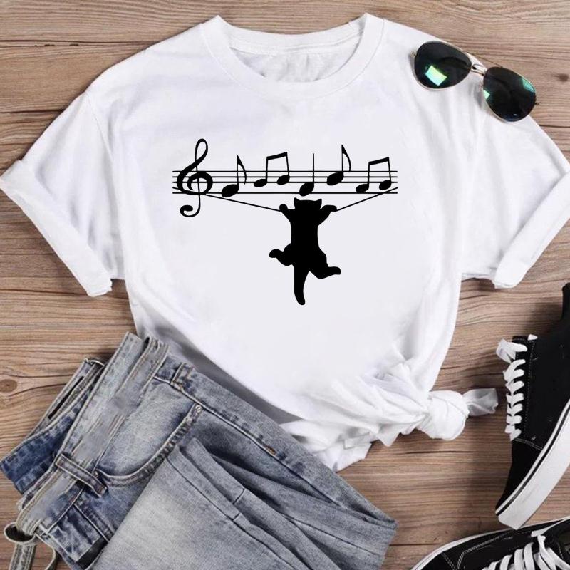 

Одежда Повседневная футболка с коротким рукавом Music Love Trend в стиле 90-х годов с принтом Летняя модная футболка Женская женская футболка с рисунком M