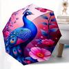 1 Stück lebhafter Pfau Cartoon Regenschirm, tragbarer kompakter Regenschirm, geeignet für Camping, Wandern und Reisen R006