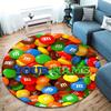 M&M's Custom Name Round Area Rug,Carpet Rug for Living Room Bedroom Sofa Playroom Decor,Non-slip Floor Mat
