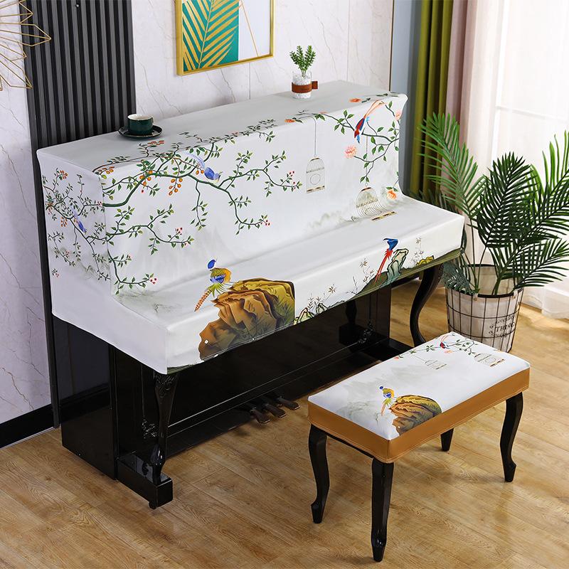 Modern Electric Piano Dust Wipe Minimalist Technology Cloth Stool Cover Print Beautiful Piano Cover for Household Use