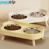 1pc Double-layer Pet Food Bowl, Anti Slip Stainless Steel Raised Bracket with Splash Proof Cat and Dog Supplies
