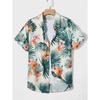 Hawaiian Botanical Flower Print Men's and Women's Short Sleeve Lapel Seaside Button-Down Shirt Top Casual Fashionable Shirts