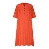 Women's Three-button Pocket Dress Women's Mid-length V-neck Half-sleeved