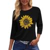 Women's Fashion Casual Round Neck 3/4 Sleeve Loose  Printed T-Shirt Ladies Top