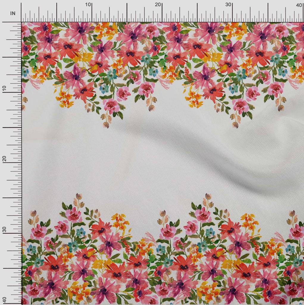 oneOone Cotton Flex Fabric Leaves & Flower Panel Decor Fabric Printed BTY 40 Inch