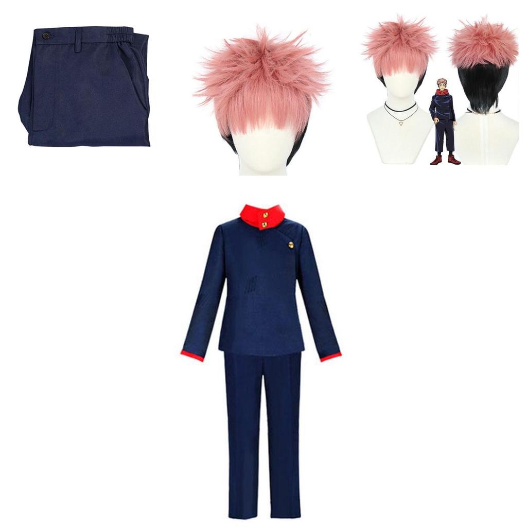 Authentic Jujutsu Kaisen Yuji Itadori Cosplay Costume For Men And Women With Wig