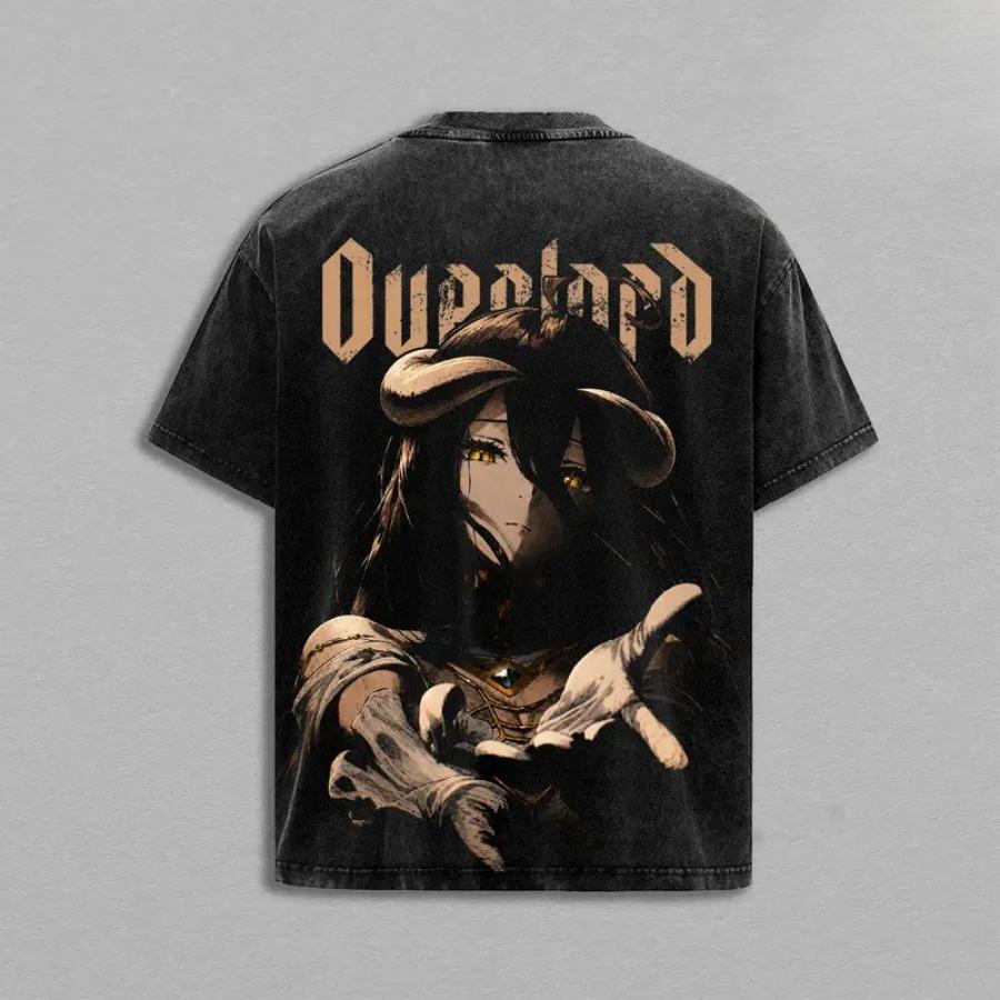 Abbigliamento Popolare Anime 'Overlord' - T-shirt Casual Unisex a Manica Corta in Puro Cotone Lavato Retrò