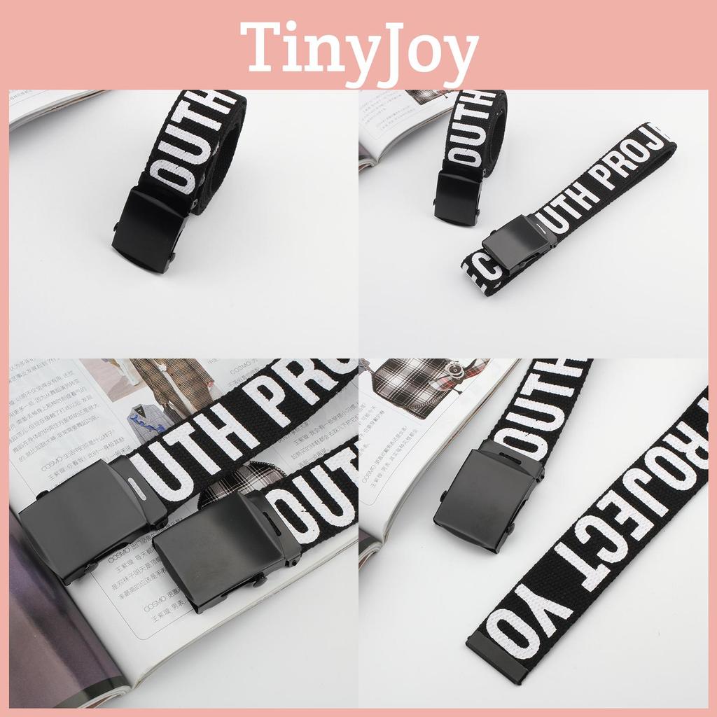 Printed Letter Canvas Waist Strap With Iron Buckle For Casual Fashion Outfits
