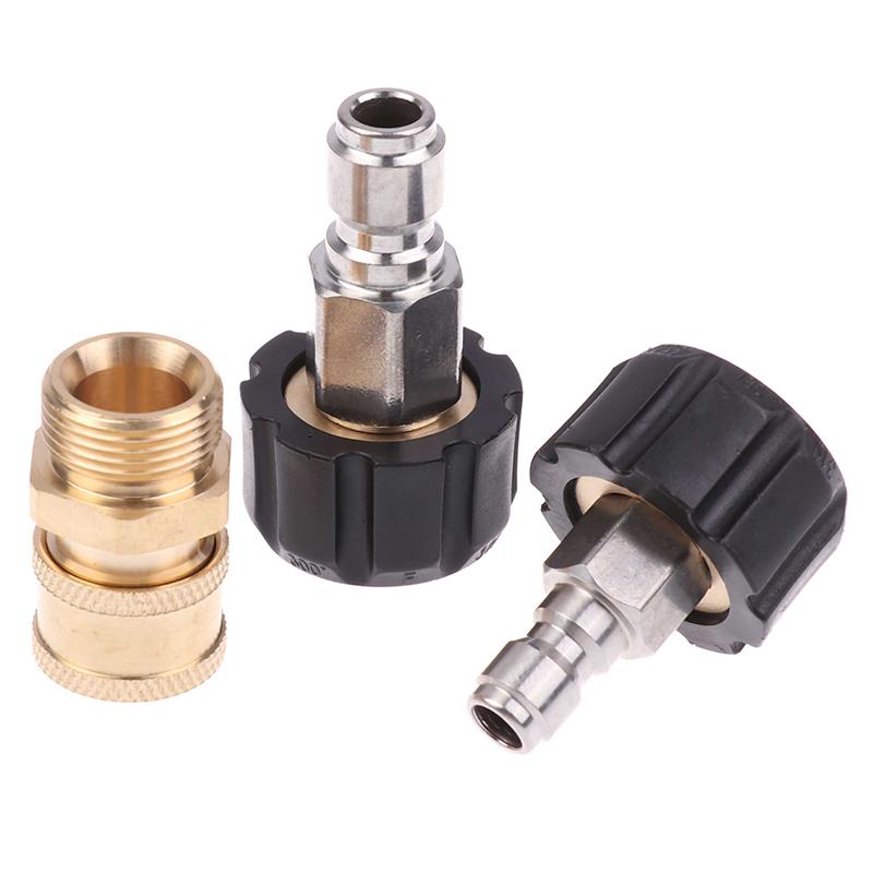 High Pressure Stainless Steel Washer Adapter Set Quick Connect Kit M22 14Mm/15Mm To 3/8 Inch Metric Fittings