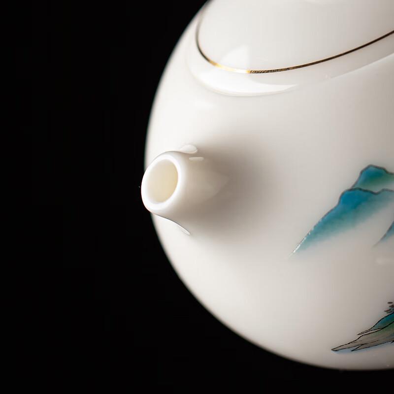 Gold Inlaid Jade Porcelain Xishi Teapot