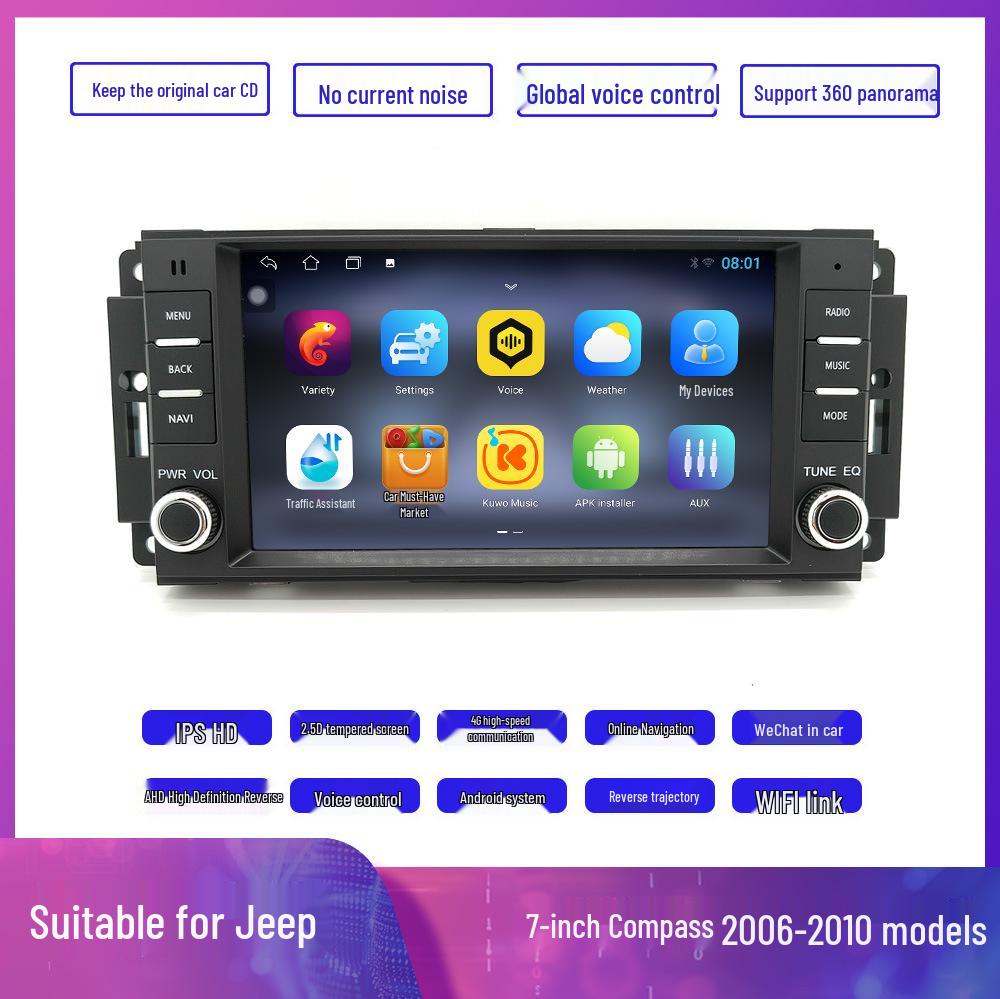 7-Inch Jeep Compass Android Car Navigation with Bluetooth & Wireless Carplay
