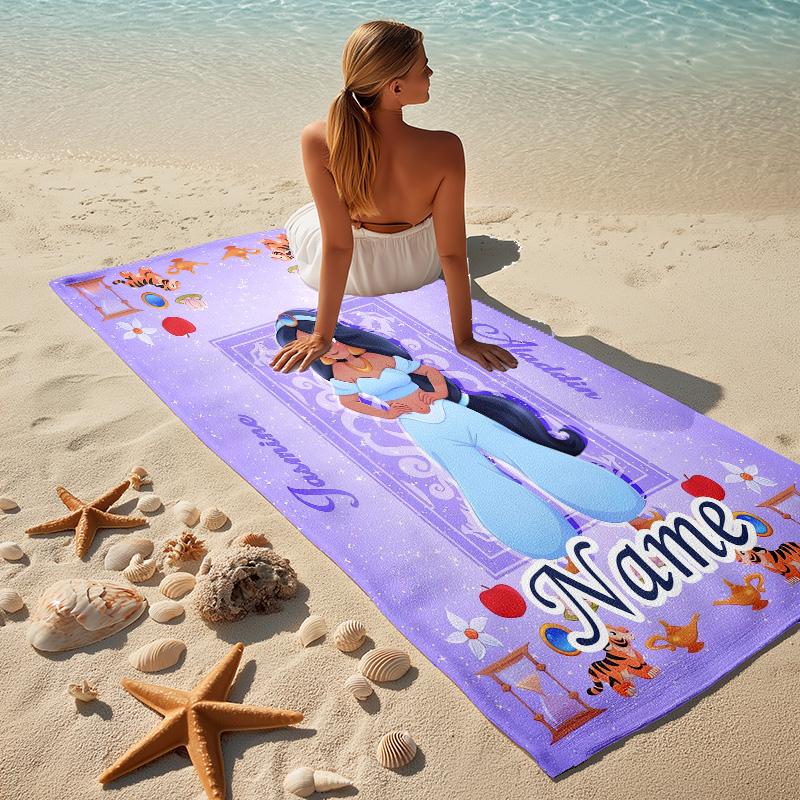 Custom Name Frozen Fantasy Stylish Digital Printing Beach Towel Quick‑Drying Absorbent Blanket for Beach Pool Gym Travel