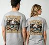 new Neutral crewneck  with immersive retro character collage pattern print for movie theme Largesized cotton Tshirt