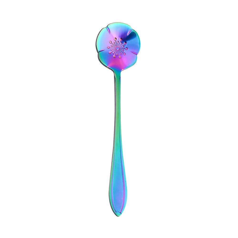 Gold Plated Christmas Flower Mixing Spoon - Japanese Stainless Steel Coffee Stirrer with Custom Logo Option.