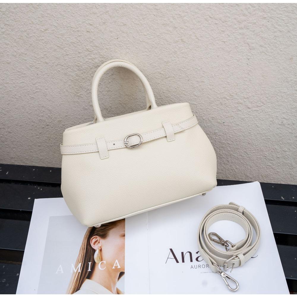 Cowhide Shoulder Women's Bag Large Capacity Messenger Good-looking Zipper Women's Fashion Simple Shopping Bag Practical Soft Leather