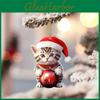 Adorable Acrylic Cat Car Ornament Festive Christmas Hat Design For Car Interior Decoration