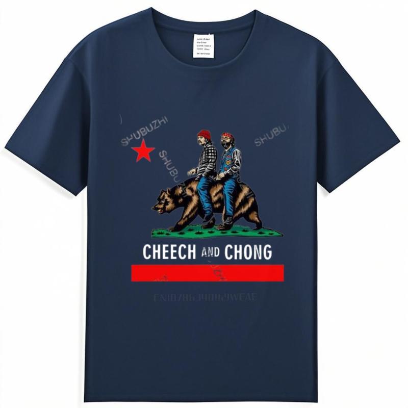 

Мужская взрослая футболка Хлопковая футболка бренда California Cotton с принтом Чича и Чонга Футболка с круглым вырезом Свободный топ для него Большой размер Футболка 4XL