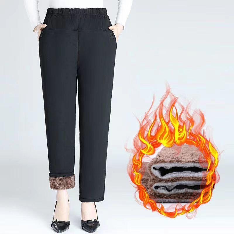 Women's Autumn Winter Plus Size 5XL Keep Warm and Thicken Padded Thickened Pants Warm Comfortable Loose Trousers