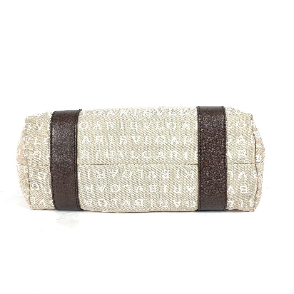 BVLGARI Bag Shoulder Bag Logo mania With porch Tote Bag Canvas/Leather Beige