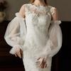 Elegant Wedding Bridal Gloves Soft Tulle Ruffled Edge White Long Brides Bridesmaid Women Pageant Perform Prom Cuff