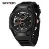 SANDA 3384 Multifunction Sports Electronic Watches for Man Chronograph Luminous Waterproof Silicone Strap Men Digital Wrsitwatch