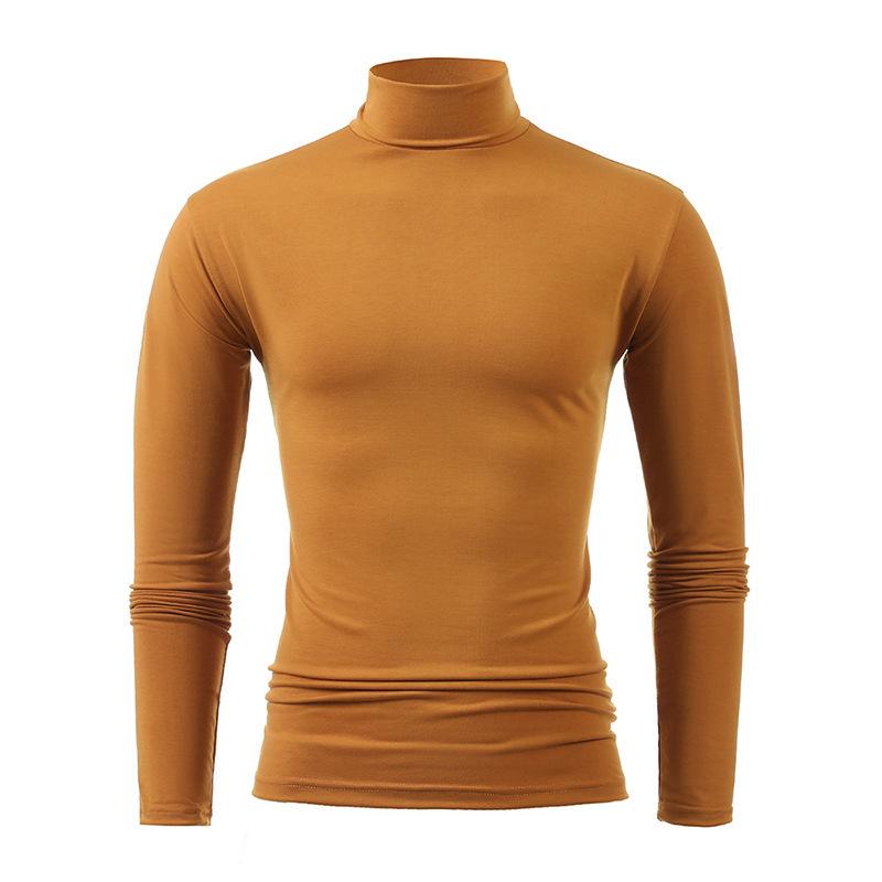 T-shirt da uomo a collo alto a maniche lunghe Sottile Monocolore Base Sottogiacca da uomo