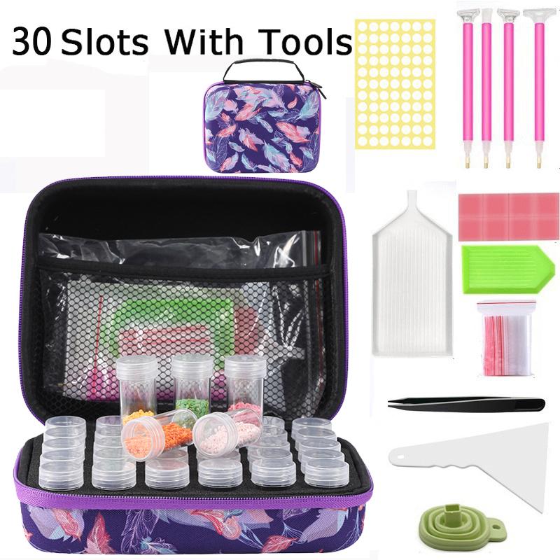 5D 30 Grids Diamond Painting Tools Kits Diamond Paint Accessories Bottles Container Sticker Carry Case Storage Bag Grids Box Pen