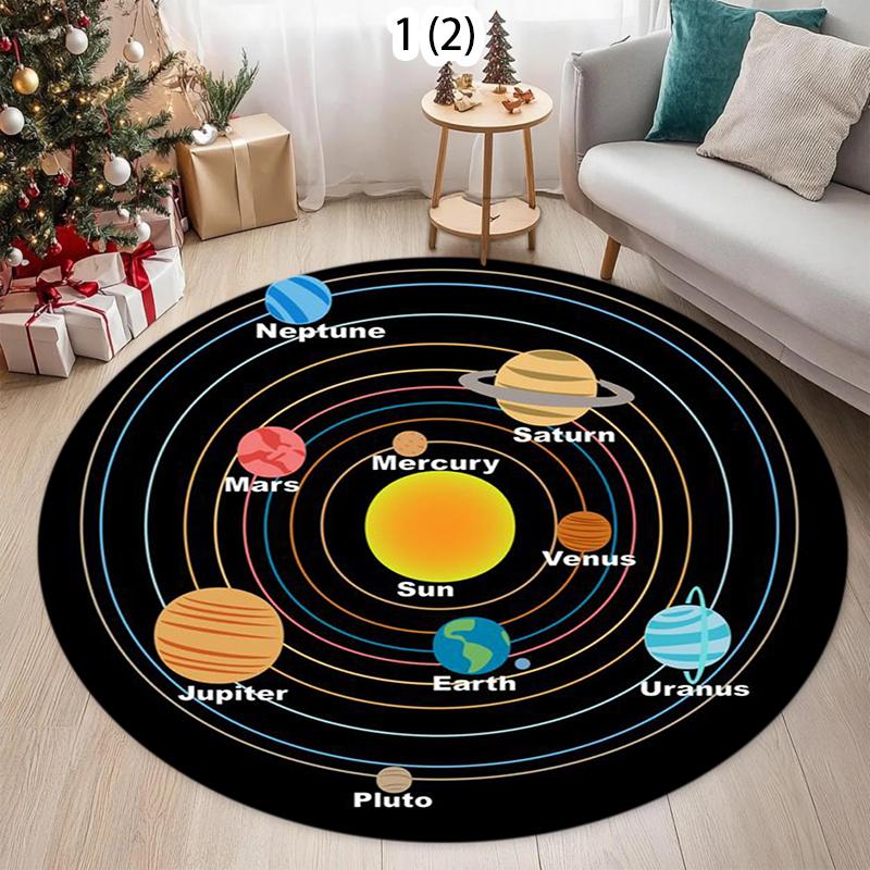 Tappeto Rotondo con Stampa di Pianeta Spaziale Tappeto per Camera da Letto Tappetino Girevole per Sedia da Computer Tappetino per Pavimento Soggiorno Tappetino per Pavimento Camera dei Bambini a Fumetti