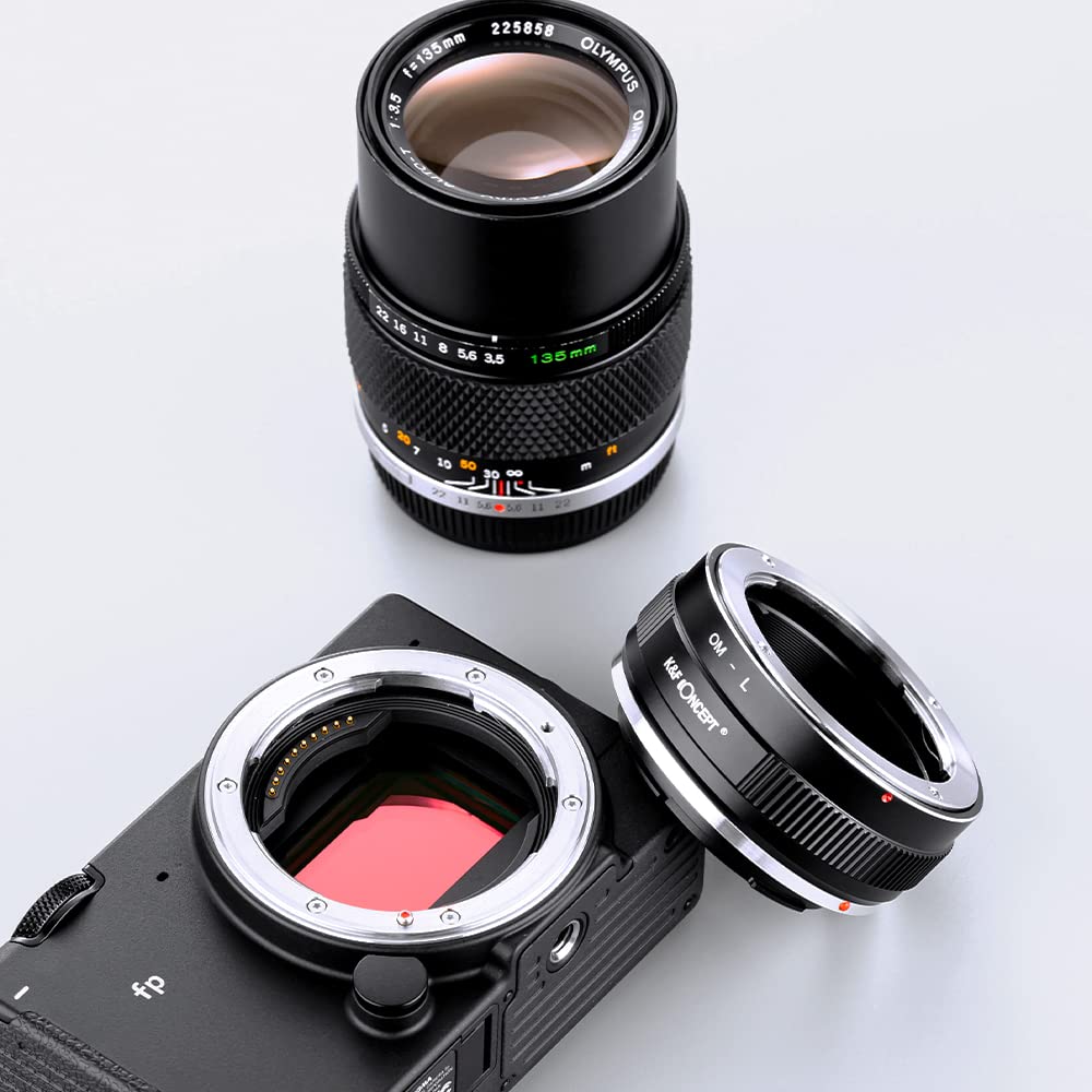CONCEPT Objektivhalterungsadapter für Olympus SLR-Objektive an Leica manuellen Fokus K&F OM-L OM-Mount L-Mount Kameras,