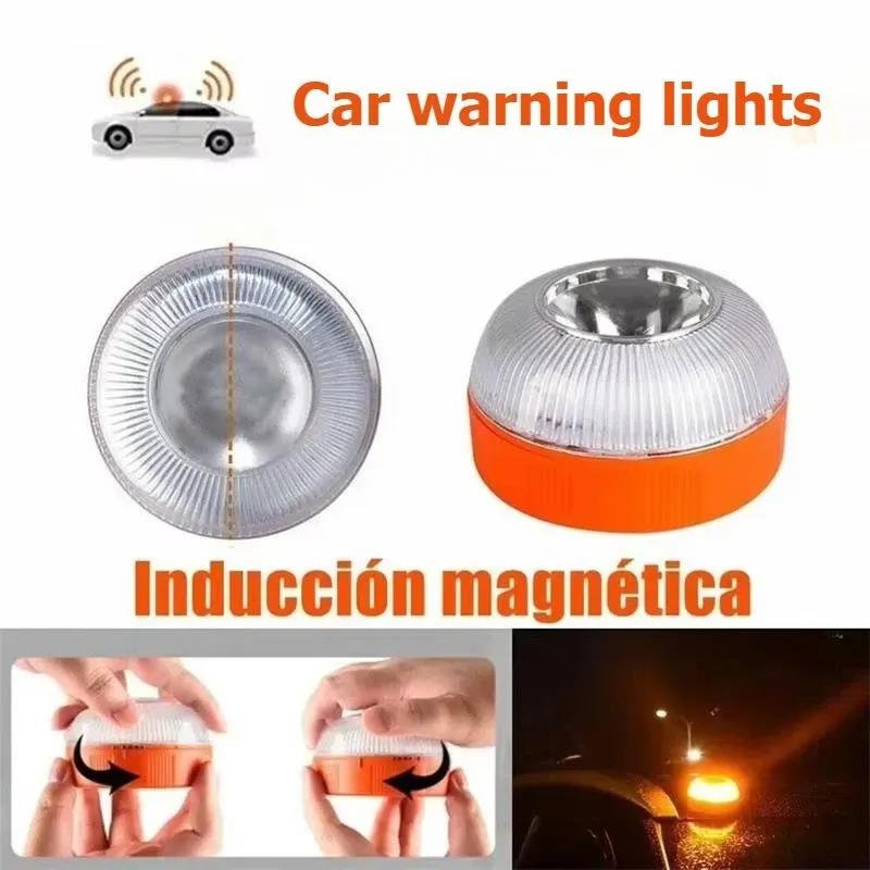 Led Car Strobe Warning Light Flashing Light Portable Emergency Light Magnetic Induction Road Accident Safety Accessory