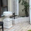 Retro Wheat Ear & Floral Pattern Roman Column Planter for Outdoor Garden Landscaping