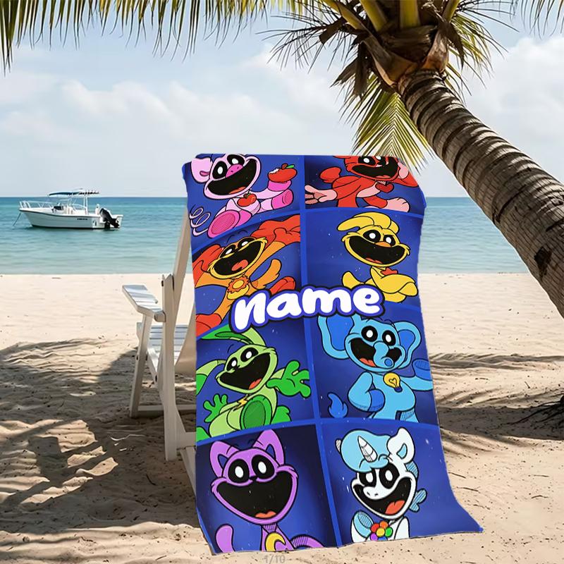 Customizable personalized beach towels Smiling Critters themed designs.Suitable for the beach, yoga, sports;ideal as beach accessories