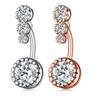 Navel Crystal Heart Bar Belly Button Ring 316l Surgical Steel Cz Body Jewellery