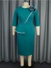 Women Elegant Bodycon Dress with O Neck 3D Flower Belt Patchwork High Waist  Asymmetrical Package Hip Split  Party Outfit