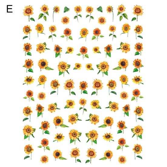 Samolepka na nehty Sunflower Shape 3D Effect Ultra Thin Blossom Floral Nail Art Water Obtisky pro ženy