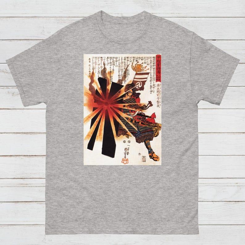 Japanese Ukiyo-e T-shirt Katagawa Kuniyoshi Bushido Japanese Martial Arts Calligraphy Gift Women's Clothing Men's Design T-shirt