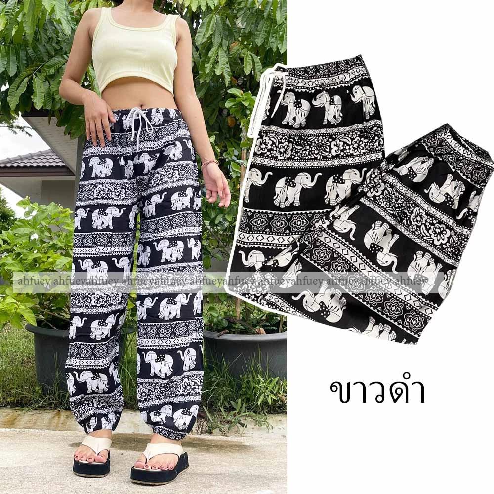 Elephant Pants Long Adjustable Elastic High Waistband Strap Jumper  Unisex Man Women Print Thailand Casual Streetwear Beach Bohemian Retro Vintage