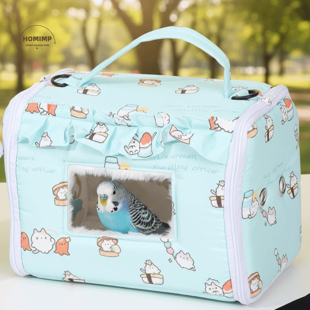 Portable Warm Parrot Carrier Bag Thicken Large Space Bird Cotton Nest with Window Windproof Parrot Handbag Pet Supplies