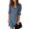 Women's Fashion Deep V-Neck Sexy Color Peplum Casual Dresses