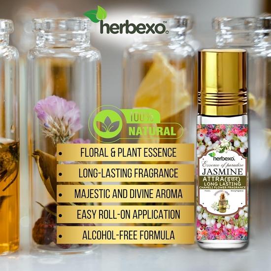 Jasmine Dhoop and Attar Combo Set, Herbal Dhoop, Pure Jasmine Fragrance, Long Lasting, Non-Toxic, Low Smoke Natural Jasmine Ittar and Dhoop Combo Pack