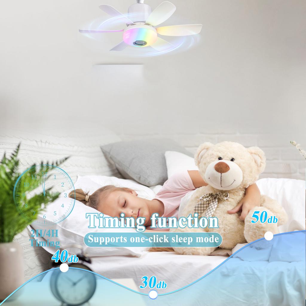 Smart Rgb Rainbow Music Rhythm Speaker Led Ceiling Fan with Dimmable Light  Remote Control 3 Speeds Timer