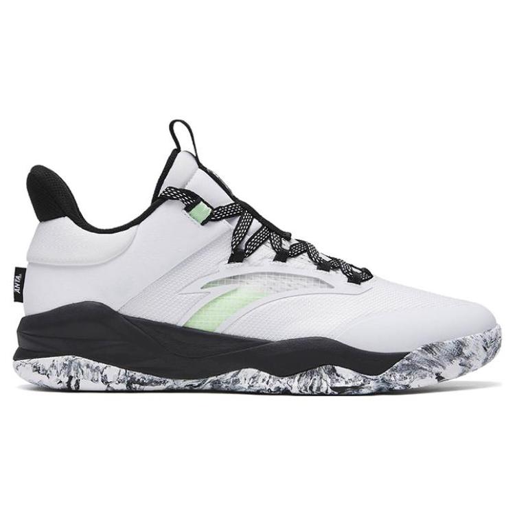 New Anta Bastard Anti Slip Wear Resistant Low Top Basketball Shoes White Black 912241601-1