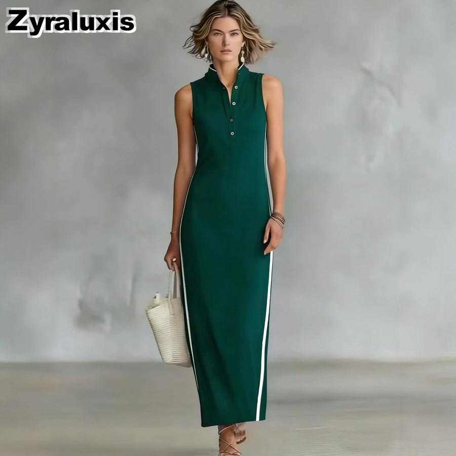 New Style Women's Button-Down Sleeveless Long-Sleeve Slim Fit Dress