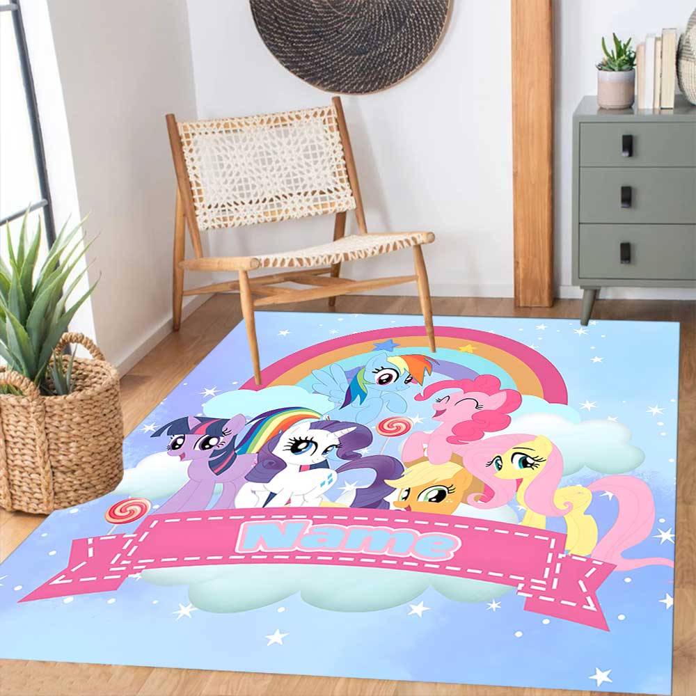 Little Pony (8) Customize your name rug, office chair cushion, home bedroom living room gift.